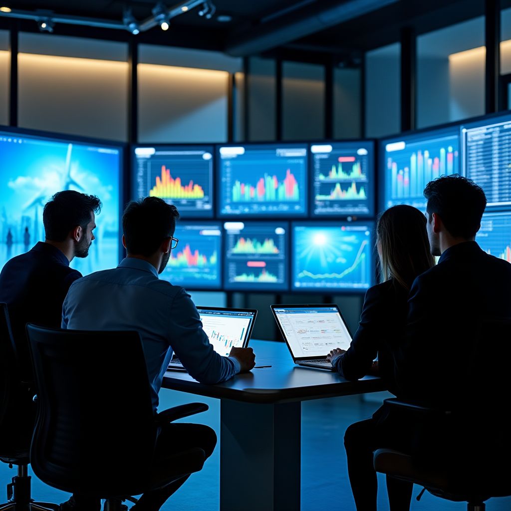 Profesionales analizando datos del sector energético